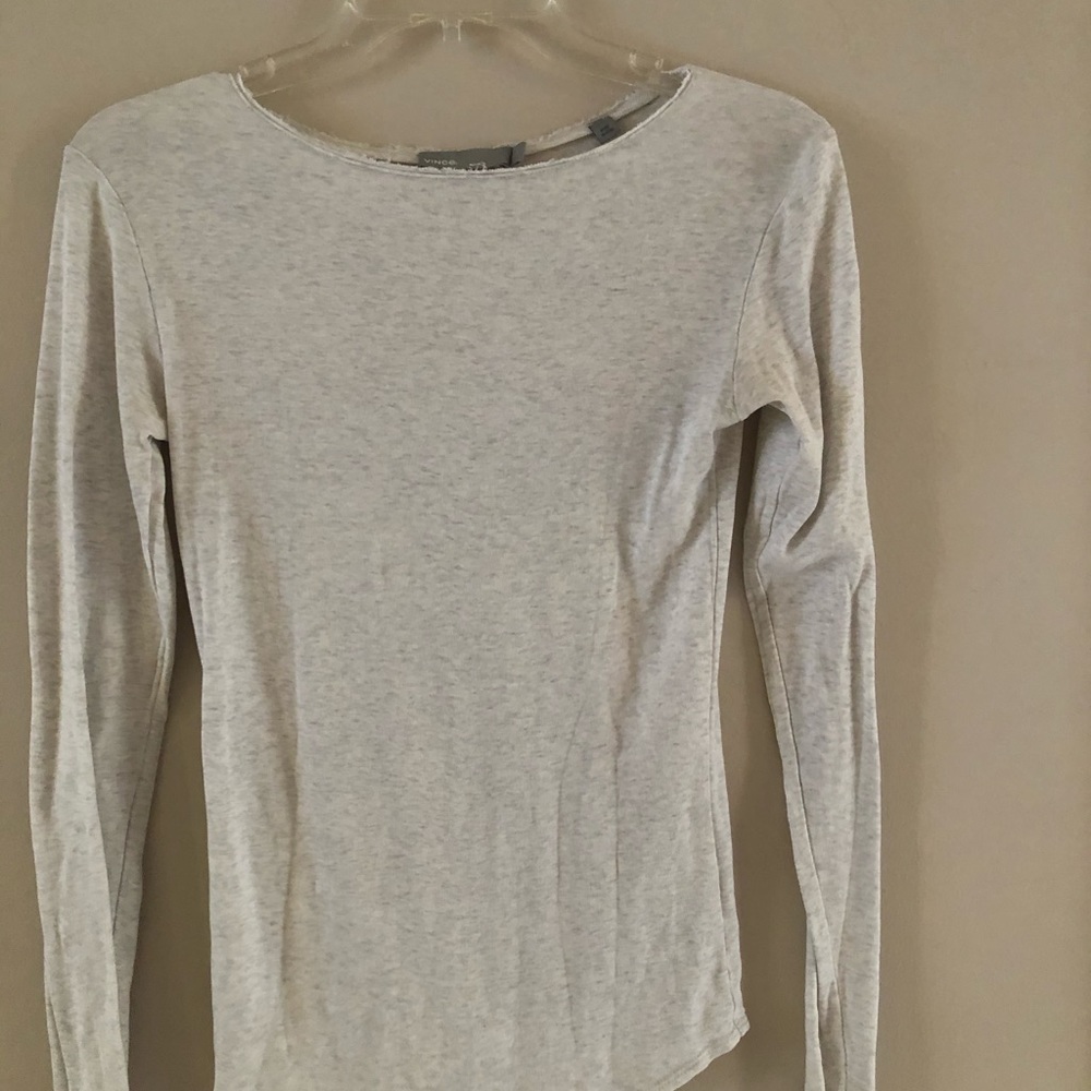 Vince heather grey long sleeve t shirt